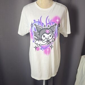 Sanrio Kuromi Graphic T Shirt White Purple Pink Anime Goth Unisex M